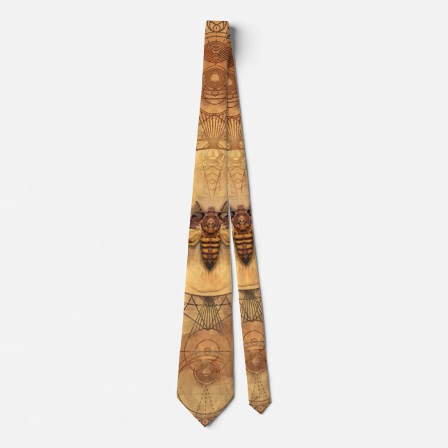 Death-head Hawkmoth Sacred Geometry Digital Art Neck Tie (Front)