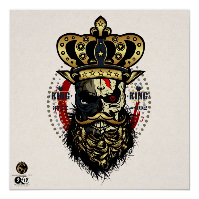 Death head hipster skulls bearded and mustachu poster (Front)