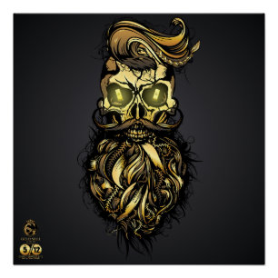 Death head hipster skulls bearded or mustachu poster