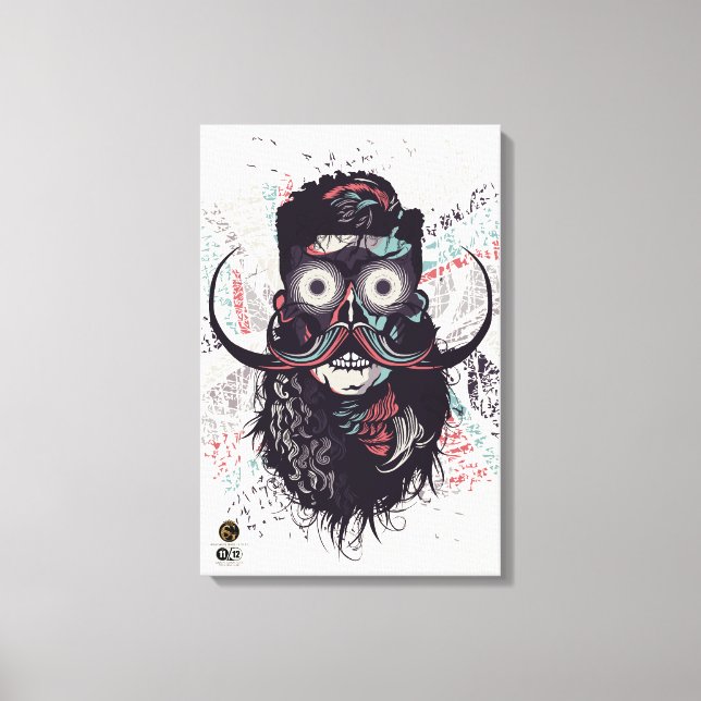 Death head hipster skulls psychedelic eyes bar canvas print (Front)