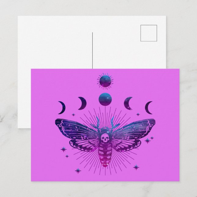 Death Head Moth Occult Postcard (Front/Back)