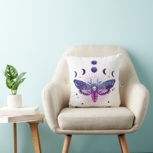 Death Head Moth Occult Throw Pillow