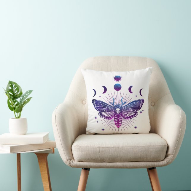Death Head Moth Occult Throw Pillow (Chair)