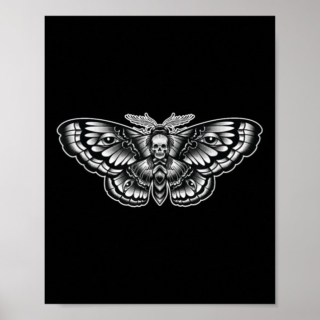 Death Head Moth Tattoo Art-inspired Symbolic  Poster (Front)