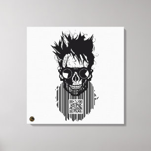 Death head QR G-Skulls bar code with beard 10 Canvas Print