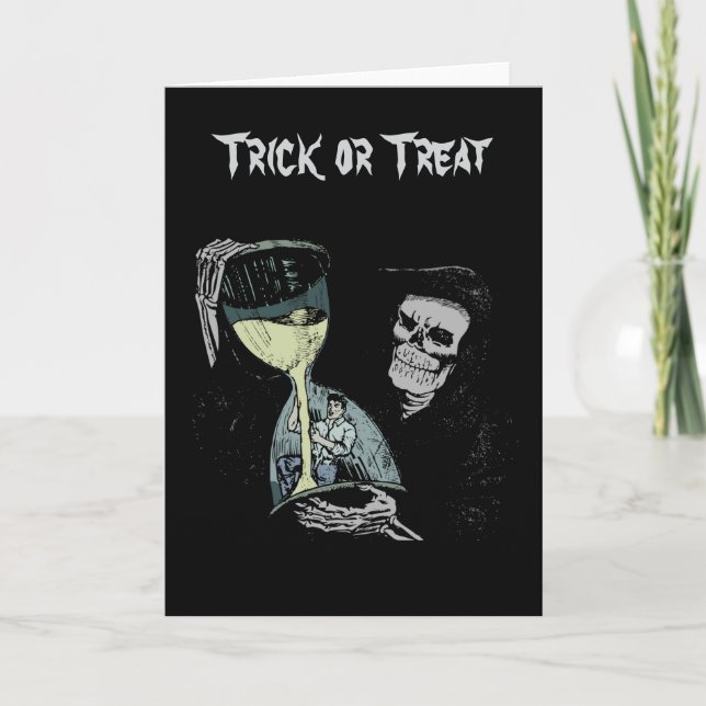 Death Hourglass Reaper Trick or Treat Halloween Card (Front)