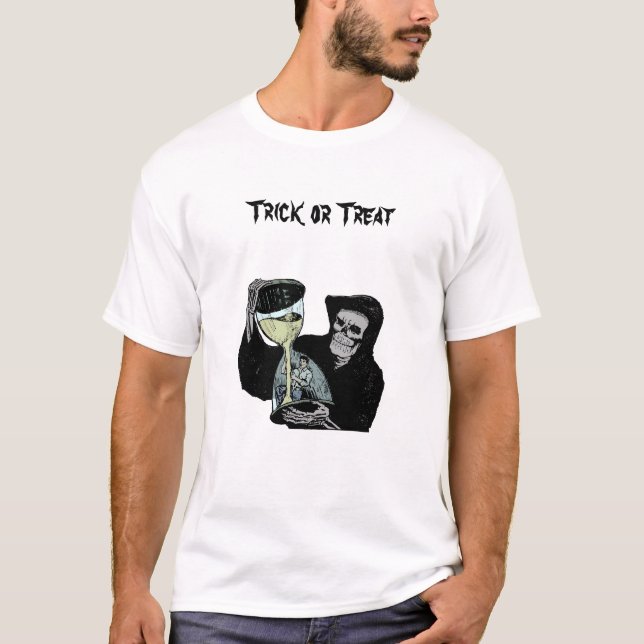 Death Hourglass Reaper Trick or Treat Halloween T-Shirt (Front)