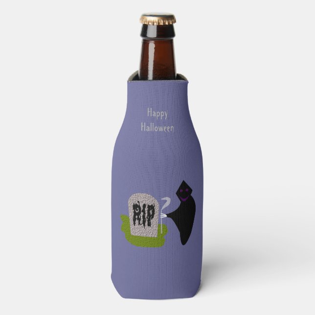 Death in the Cemetery Halloween Bottle Cooler (Bottle Front)