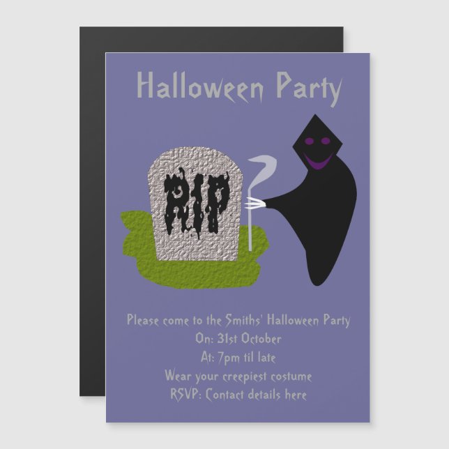 Death in the Cemetery Halloween Party Invites (Front/Back)