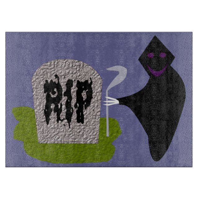 Death in the Cemetery HalloweenGlass Cutting Board (Front)