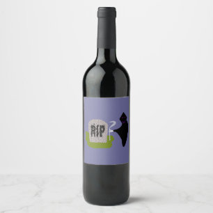 Death in thr Cemetery Halloween Wine Bottle Labels