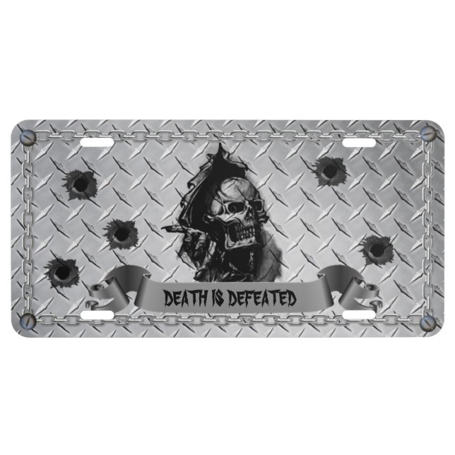 Death Is Defeated Skull License Plate (Front)