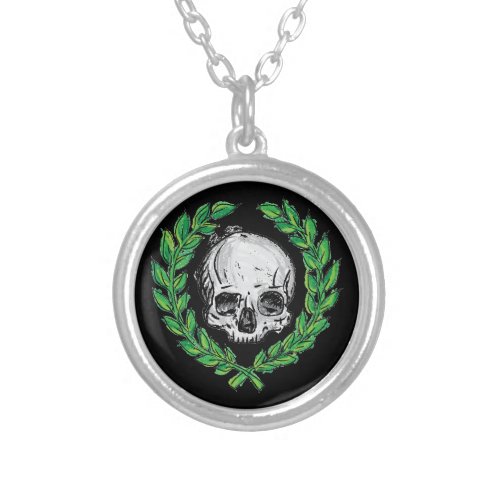 Death Laurel Silver Plated Necklace