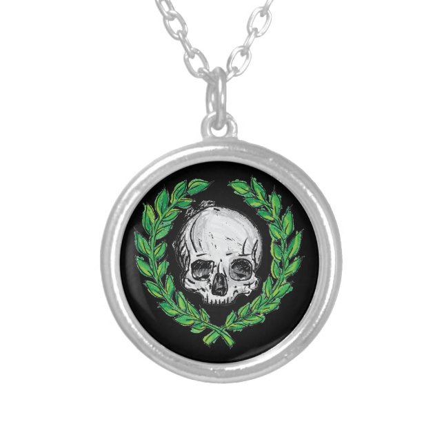 Death Laurel Silver Plated Necklace (Front)
