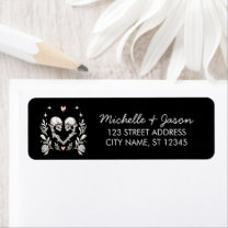 Death Lovers Skeleton Wedding Return Address       Label