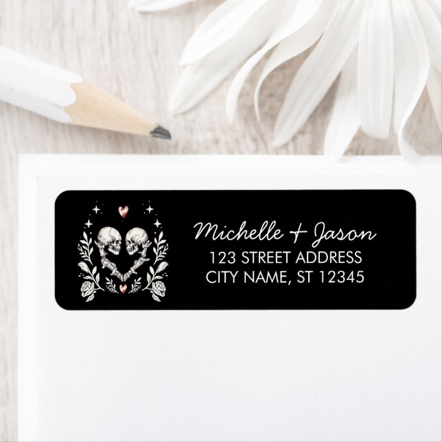 Death Lovers Skeleton Wedding Return Address       Label (Insitu)
