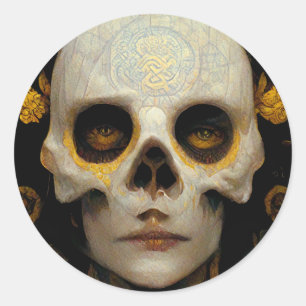 Death Mask Fantasy Sci-Fi Art Classic Round Sticker