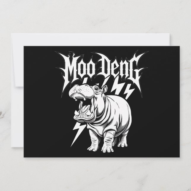 Death Metal Cute Baby Hippo Moo Deng Hippopotamus Invitation (Front)