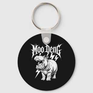 Death Metal Cute Baby Hippo Moo Deng Hippopotamus Keychain