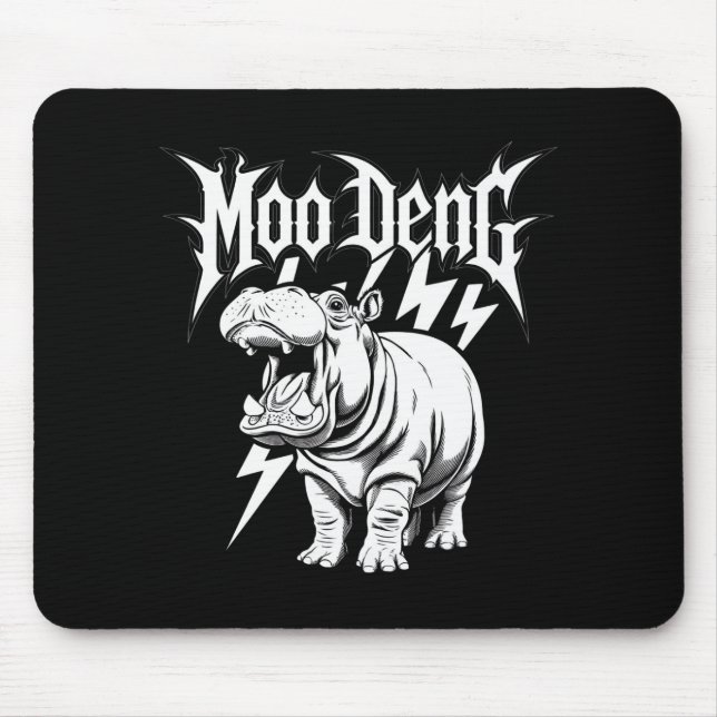 Death Metal Cute Baby Hippo Moo Deng Hippopotamus Mouse Pad (Front)