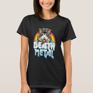 Death Metal Cute Cat Kitten Rainbow Upside Down Cr T-Shirt