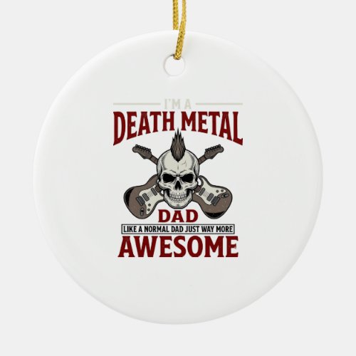 Death Metal Dad Skull Guitar Vintage Shirt Design_ Ceramic Ornament