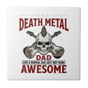 Death Metal Dad Skull Guitar Vintage Shirt Design_ Ceramic Tile