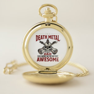 Death Metal Dad Skull Guitar Vintage Shirt Design_ Pocket Watch