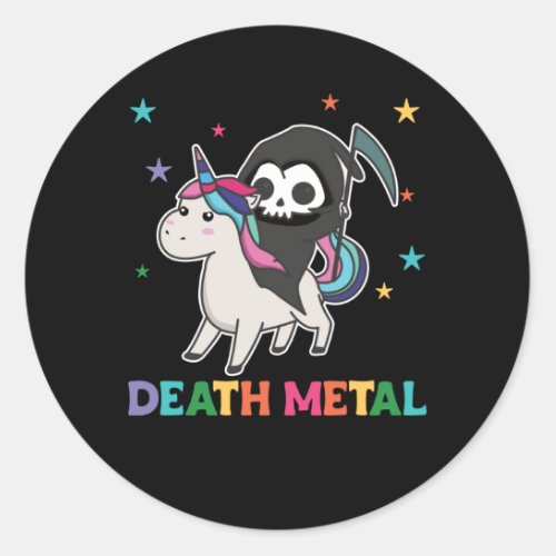 Death Metal _ Death Riding Unicorn Funny Unicorn Classic Round Sticker