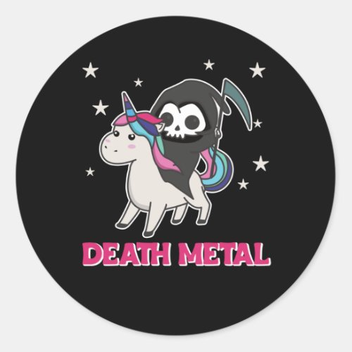 Death Metal _ Death Riding Unicorn Funny Unicorn Classic Round Sticker