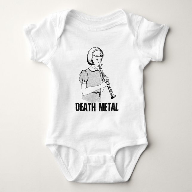 Death Metal Funny Music Genre Heavy Metal Humor Baby Bodysuit (Front)