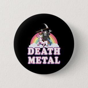 Death Metal Funny Rainbow Grim Reaper Unicorn Shir Button