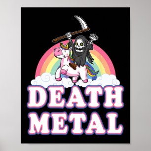 Death Metal Funny Rainbow Grim Reaper Unicorn Shir Poster