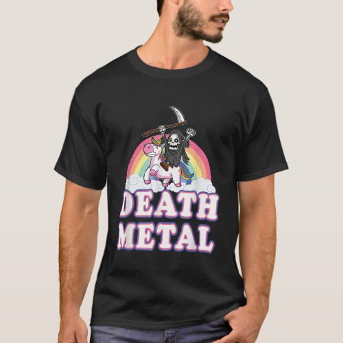 Death Metal Funny Rainbow Grim Reaper Unicorn Shir T_Shirt