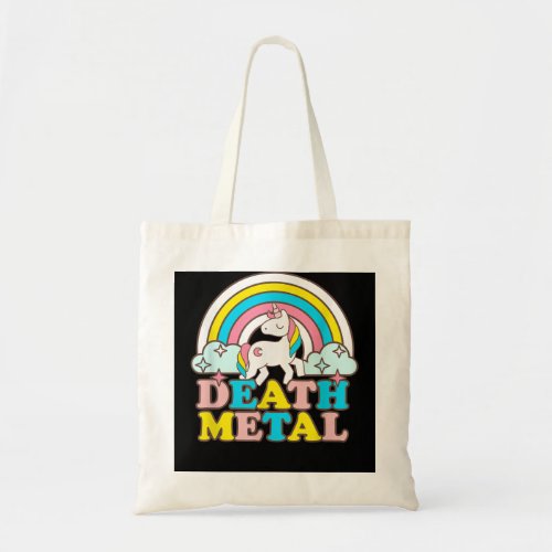 Death Metal Funny Rainbow Unicorn Novelty Tote Bag