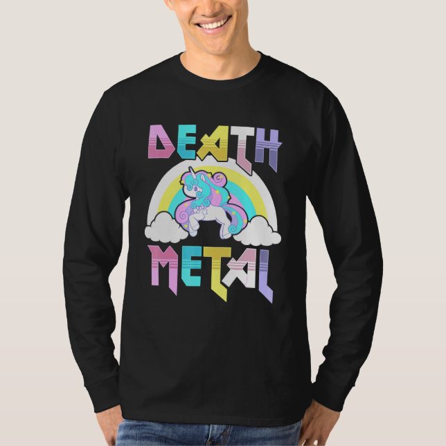 Death Metal Magical Unicorn Rocker Rock And Roll P T-Shirt (Front)