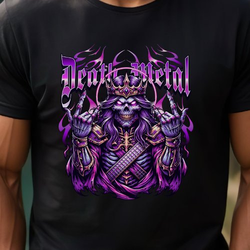 Death Metal Purple Skeleton Rocker Zombie King T_Shirt