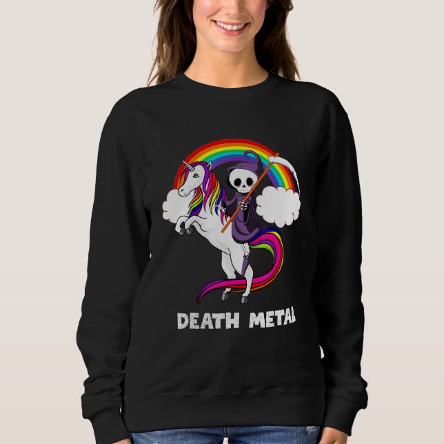Death Metal Rock Love Rainbow Grim Reaper Riding U Sweatshirt (Front)