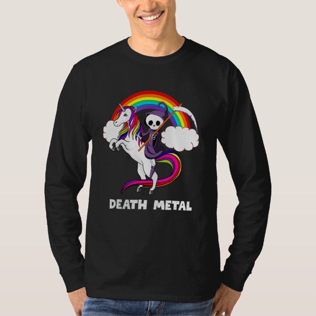 Death Metal Rock Love Rainbow Grim Reaper Riding U T-Shirt (Front)