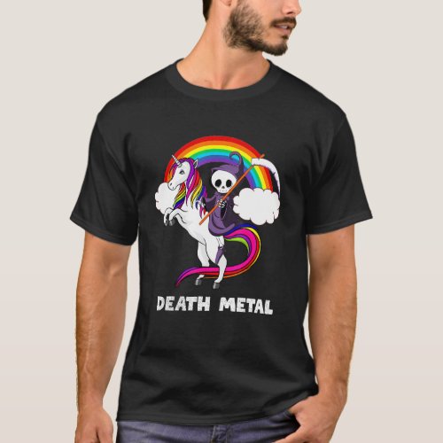 Death Metal Rock Love Rainbow Grim Reaper Riding U T_Shirt