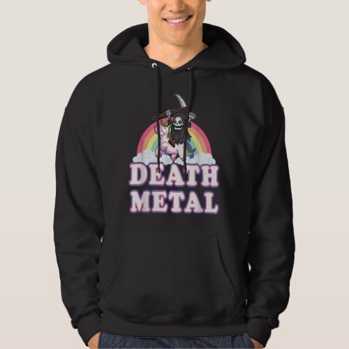 Death Metal Rock Music Rainbow Grim Reaper Riding  Hoodie
