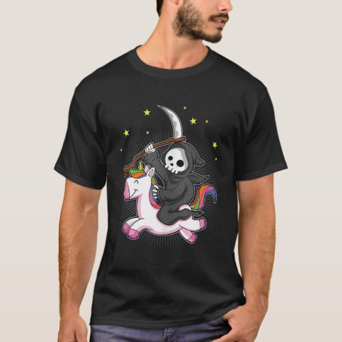 Death Metal Rock Music Rainbow Grim Reaper Riding  T_Shirt