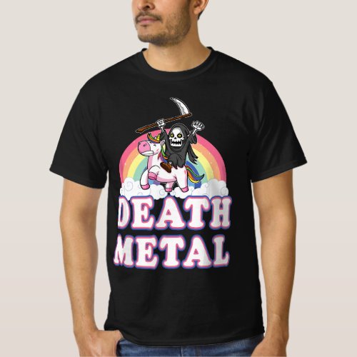 Death Metal Rock Music Rainbow Grim Reaper Riding  T_Shirt