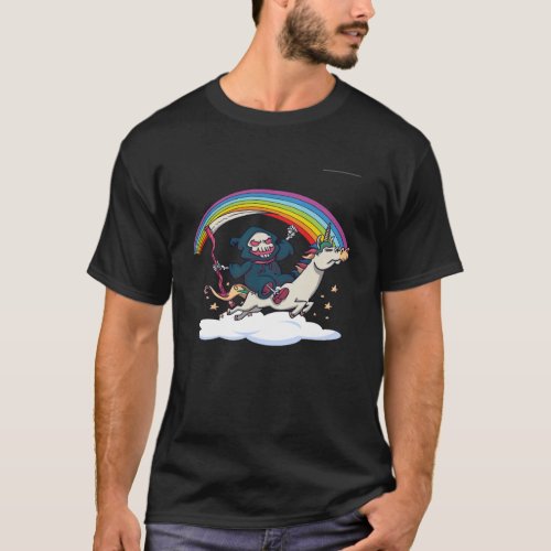 Death Metal Rock Music Rainbow Grim Reaper Riding  T_Shirt