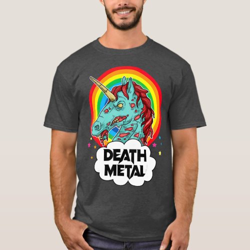Death Metal s Zombie Unicorn Rainbow Heavy Metal T_Shirt