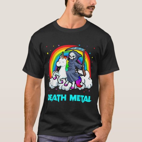 Death Metal Shirts Unicorn Rainbow Grim Reaper Hea