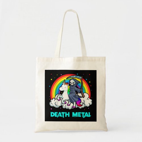 Death Metal Shirts Unicorn Rainbow Grim Reaper Hea Tote Bag