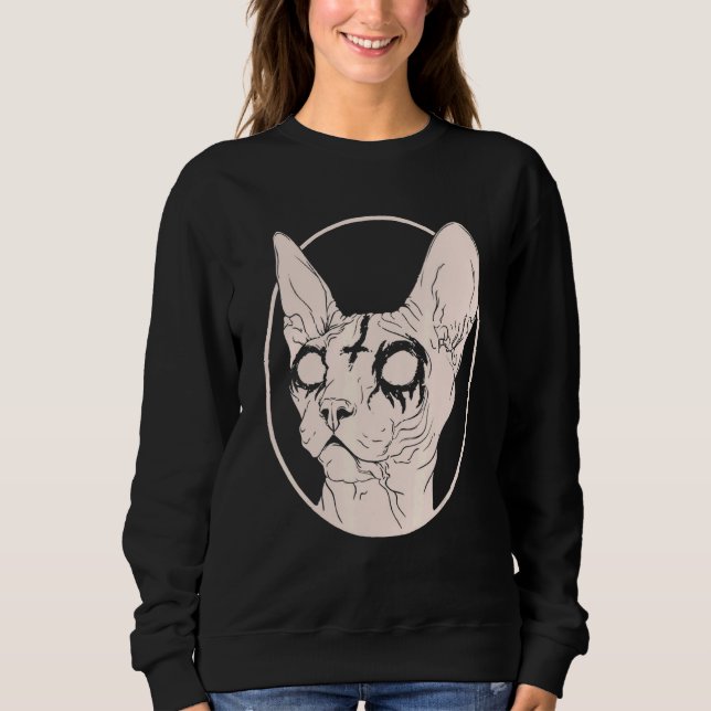 Death Metal Sphynx Cat Satanic Clothing For Men Wo Sweatshirt (Front)