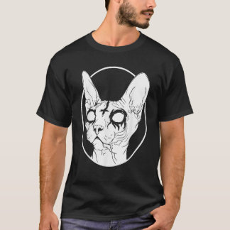 Death Metal Sphynx Cat Witchy Witch Aesthetic Cree T-Shirt