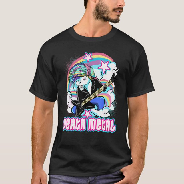 Death Metal Unicorn Heavy Metal T-Shirt (Front)